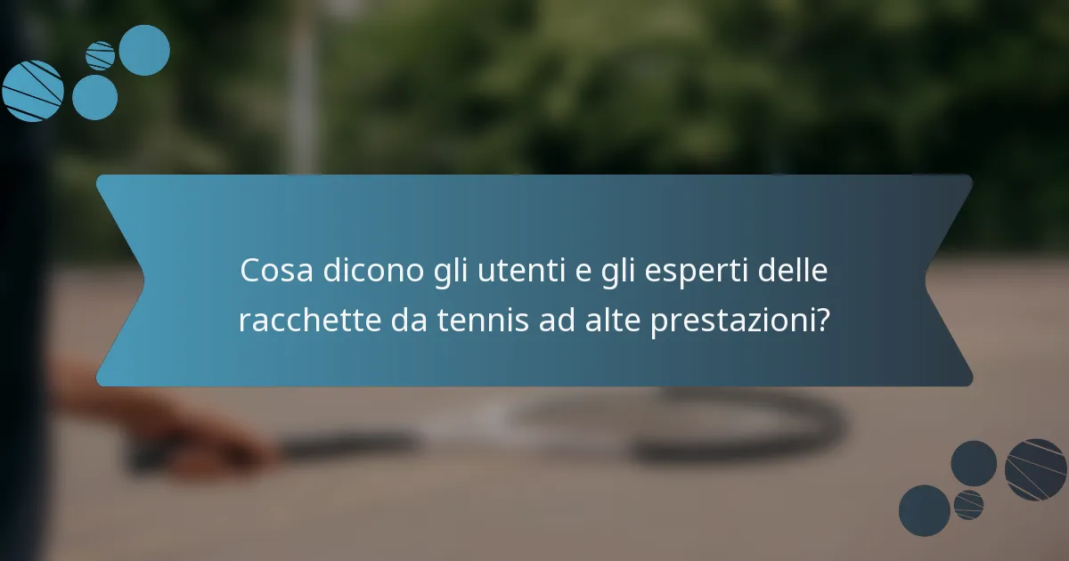 Cosa dicono gli utenti e gli esperti delle racchette da tennis ad alte prestazioni?